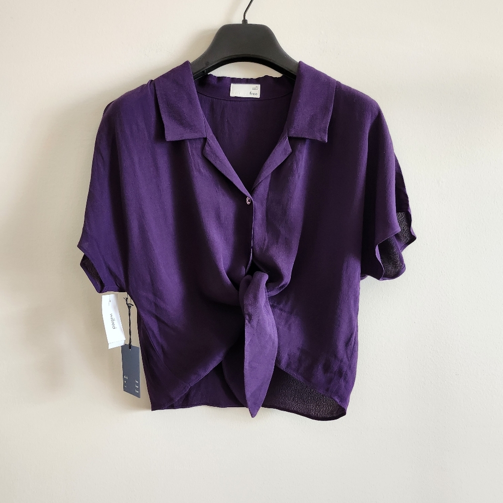 ARITZIA WILFRED FREE | NWT XS Front Tie Blouse | purple thistle
